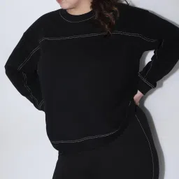 Vero Moda Curve Black Cotton - Organic Relaxed Fit Sweatshirts image 1