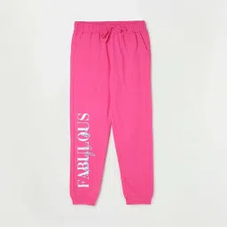 Fame Forever by Lifestyle Kids Fuchsia Pink Cotton Printed Trackpants image 1