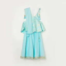 Melange by Lifestyle Kids Aqua Blue Printed Lehenga Cholis image 1