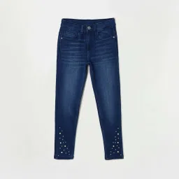 Fame Forever by Lifestyle Kids Blue Cotton Embellished Jeans image 1