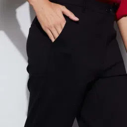 Code By Lifestyle Black Regular Fit Trousers image 5