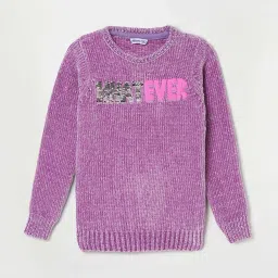 Fame Forever by Lifestyle Kids Lilac Embroidered Full Sleeves Sweater image 1