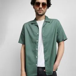 Dennis Lingo Green Cotton Slim Fit Shirt image 1