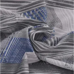 Maspar Hues PBS Nomad Scuplt Maximus Blue & Grey Cotton 210 TC Double Bedsheet & 2 Pillow Covers image 4