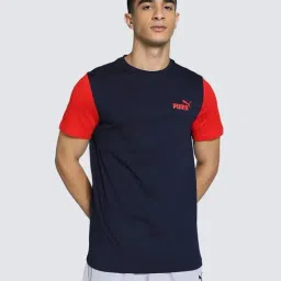 Puma NRP India Blue Cotton Slim Fit Colour Block T-Shirt-image-26