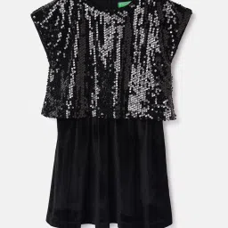 United Colors of Benetton Black Polyester Regular Embellished Dress image 1