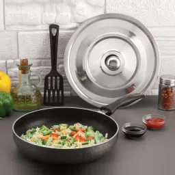 Magnus Black & Silver Aluminium 28 cm Non-Stick Frypan With Lid & Bakelite Handle (3.1 L) image 1