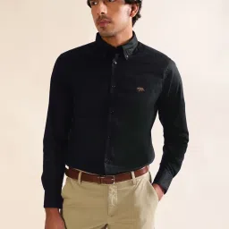 ANDAMEN Black Regular Fit Cotton Shirt image 1