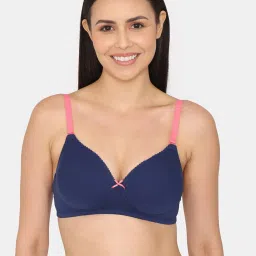 Zivame Blue Half Coverage Wireless Backless Bra image 1