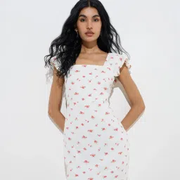 nuon women Nuon by Westside White Floral Pattern A-Line Dress image 1