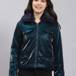 Monte Carlo Kids Teal Solid Full Sleeves Jacket image 1