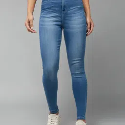 DOLCE CRUDO Blue Super Skinny Fit High Rise Stretchable Jeans-image-92