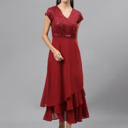 Latin Quarters Red Embellished Maxi Dress image 1