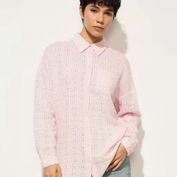 Only Pink Textured Shirt image 1