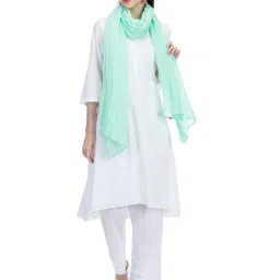 Biba Green Cotton Plain Dupatta image 1