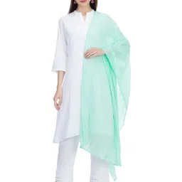 Biba Green Cotton Plain Dupatta image 2
