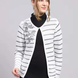 Monte Carlo White Regular Fit Striped Cardigan image 1
