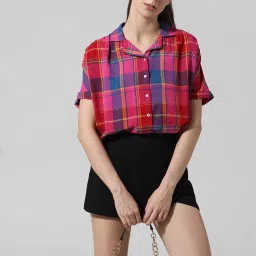 Only Fuchsia & Purple Viscose Checks Shirt image 1