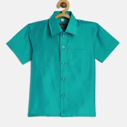 THANGAMAGAN Kids Teal Solid Lining Shirt image 1