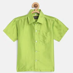 THANGAMAGAN Kids Light Green Solid Lining Shirt image 1