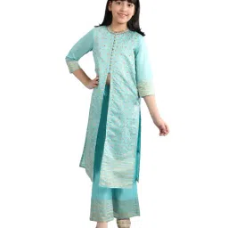 Aurelia Kids Blue Embellished Kurta with Pants-picture-34