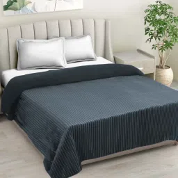 HOSTA HOMES Ultra Soft Grey Polyester 300 GSM Embossed Sherpa Double Bed Blanket image 1