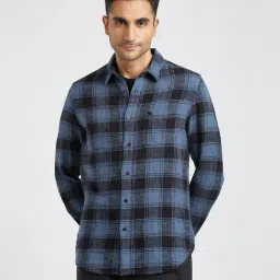 The Bear House Blue Cotton Slim Fit Checks Shirt-picture-30