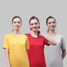 Vimal Jonney Yellow & Red Cotton Sports T-Shirt - Pack Of 3-picture-32