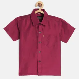 THANGAMAGAN Kids Wine Solid Lining Shirt image 1