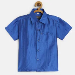 THANGAMAGAN Kids Royal Blue Solid Shirt image 1