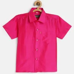 THANGAMAGAN Kids Pink Solid Shirt image 1