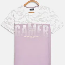 Octave Kids Purple & White Cotton Color Block T-Shirt-image-84