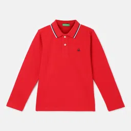 United Colors of Benetton Kids Red Solid Polo T-Shirt image 1