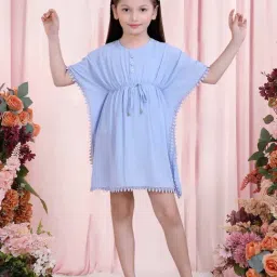 poplins Kids Blue Cotton Regular Fit Dress-image-95