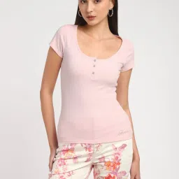 Guess Peach Solid Short sleeve Tops image 1