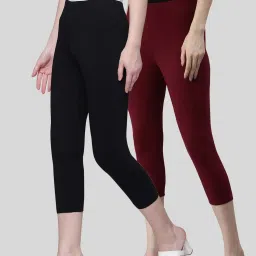 Kryptic Black & Maroon Cotton Capris - Pack Of 2 image 1
