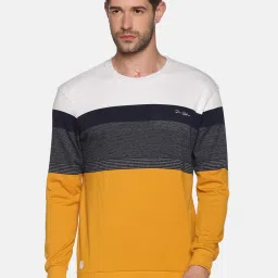showoffff SHOWOFF Yellow Cotton Slim Fit Colorblock Sweatshirt image 1