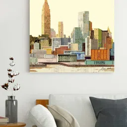 Art Street New York City Skyline Printed Multicolor Engineered Wood Wall Art image 1
