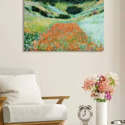 Art Street Poppy Field In A Hollow Near Giverny Printed Green Engineered Wood Wall Art image 1