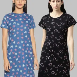 Kryptic Blue & Black Cotton Printed Sleep Tees image 1