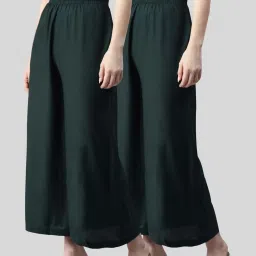 Kryptic Green Mid Rise Flared Pants - Pack Of 2 image 1