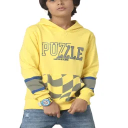 Under Fourteen Only Kids Yellow Printed Full Sleeves Sweatshirt image 1