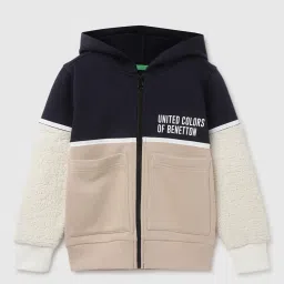 United Colors of Benetton Kids Boy's Regular Fit Hooded Neck Printed SweatShirt image 1