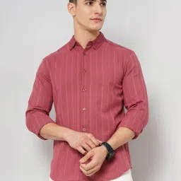celio celio* Dark Pink Regular Fit Self Design Cotton Shirt image 1