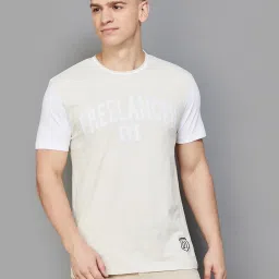 Fame Forever by Lifestyle Beige Cotton Regular Fit Printed T-Shirt image 1