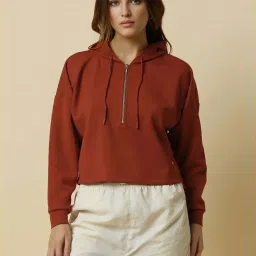 Allen Solly Maroon Solid Hoodie image 1