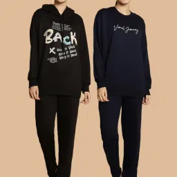 Vimal Jonney Black & Navy Printed Tracksuit - Pack Of 2 image 1