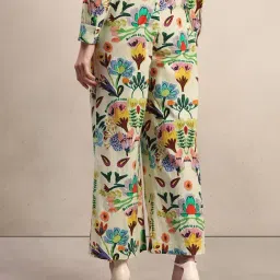 Vero Moda Off White Ella Printed Straight Fit Pant image 2