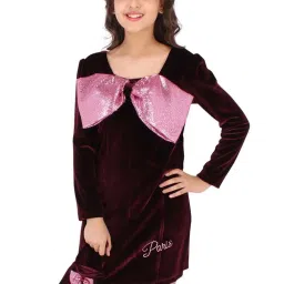 Cutecumber Kids Maroon & Pink Regular Fit Full Sleeves Dress image 1