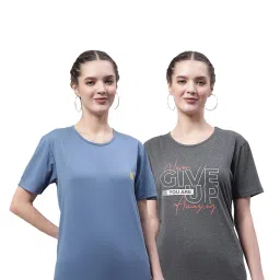 Vimal Jonney Blue & Grey Cotton Graphic Print T-Shirt (Pack Of 2) image 1